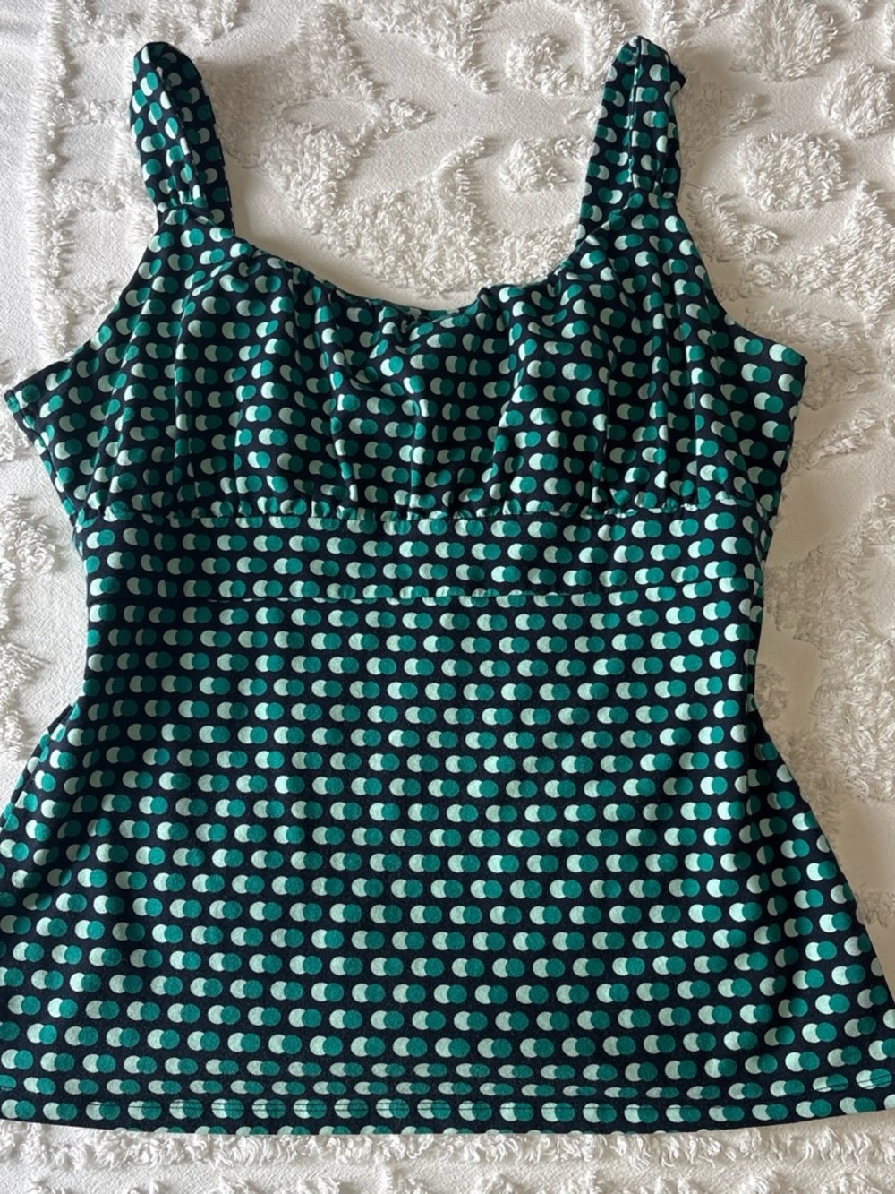 Y2K babydoll Green & white polka dot tank